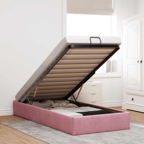 Cadre de lit ottoman sans matelas rose 90x190 cm velours vidaXL