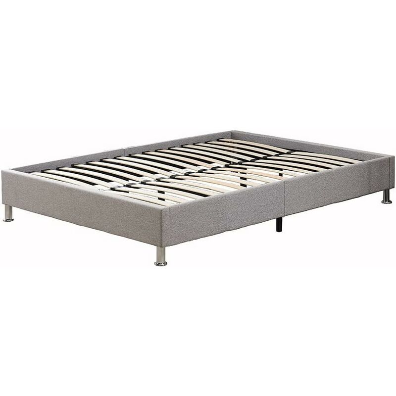 Dewinner - Cadre de lit Plateforme capitonn¨¦ 31 cm /Sommier /Support ¨¤ Lattes en Bois /Facile ¨¤ Monter /Gris fonc¨¦ (160x200cm)¡­