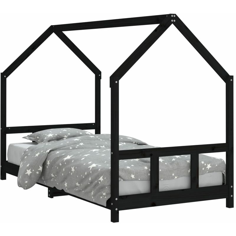 Vidaxl - Cadre de lit pour enfants noir 90x190 cm bois de pin massif