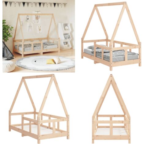 Cadre de lit pour enfant 70x140 cm bois de pin massif - Lit Bébé - Lit Enfant - Bois De Pin - Cadre De Lit - Chambre D'enfant - Home & Living