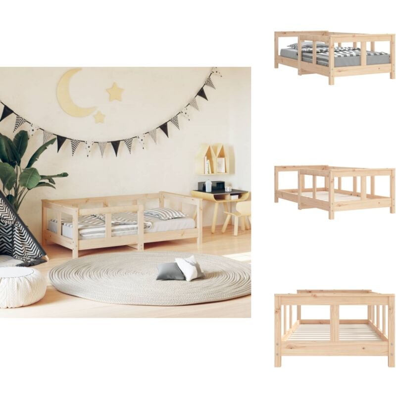 Cadre de lit pour enfant 70x140 cm bois de pin massif - Lit Bébé - Lit Enfant - Bois De Pin - Meuble Enfant - Chambre D'enfant