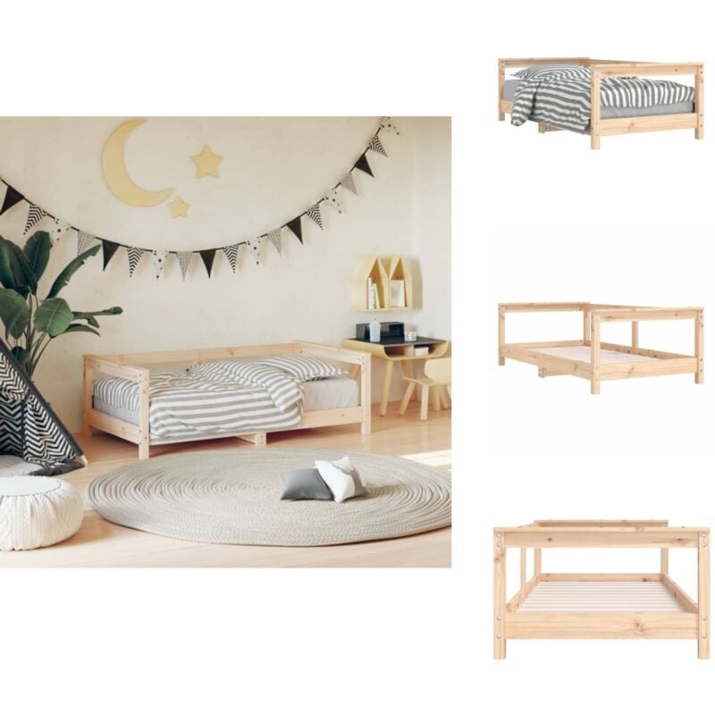 Cadre de lit pour enfant 70x140 cm bois de pin massif - Lit Bébé - Lit Enfant - Cadre De Lit - Bois De Pin - Mobilier Enfant