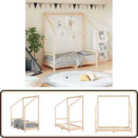 Cadre de lit pour enfant 70x140 cm bois de pin massif - Lit Bébé - Lit Enfant - Mobilier Enfant - Lit Bois - Cadre Lit Enfant