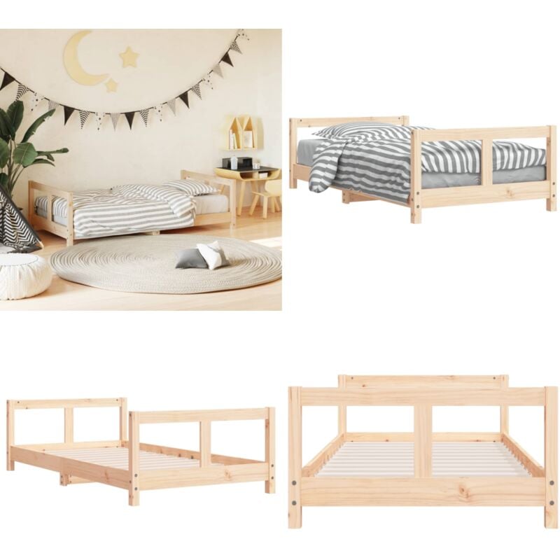 Cadre de lit pour enfant 80x160 cm bois de pin massif - Lit Bébé - Lit Enfant - Cadre De Lit - Bois De Pin - Lit Robuste - Home & Living