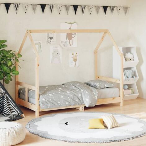 Lit Cabane Enfant 80x160 Cm – Bois De Pin Naturel – Avec Tiroirs Et Protection Antichute