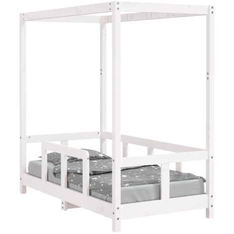 Cadre de lit pour enfant blanc 70x140 bois de pin massif