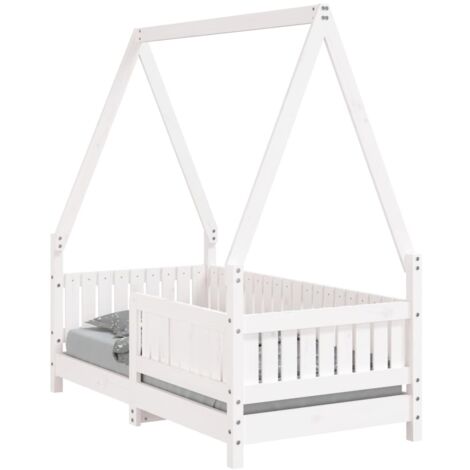 Cadre de lit pour enfant blanc 70x140 bois de pin massif