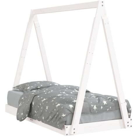 Cadre de lit pour enfant blanc 70x140 bois de pin massif