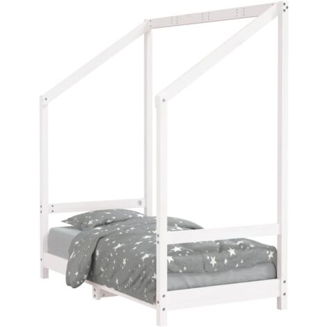 Cadre de lit pour enfant blanc 70x140 bois de pin massif