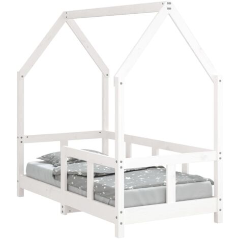 Cadre de lit pour enfant blanc 70x140 bois de pin massif