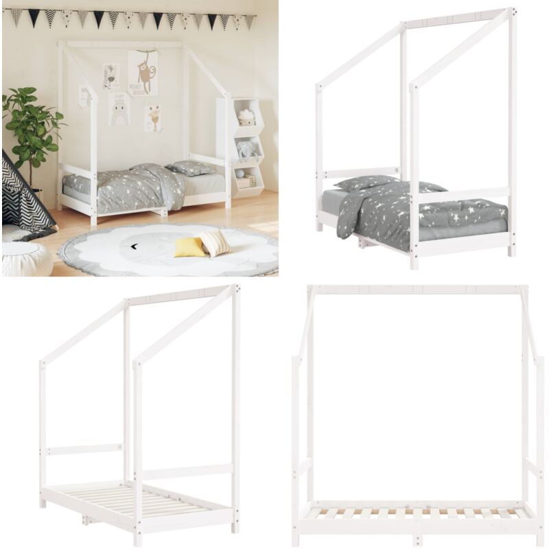 Cadre de lit pour enfant blanc 70x140 cm bois de pin massif - Lit Bébé - Lit Enfant - Mobilier Enfant - Lit Design Enfant - Cadre Lit Enfant - Home &