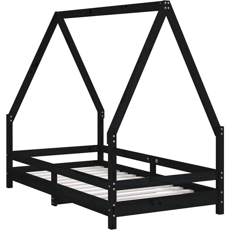 Cadre de lit pour enfant noir 80x160 cm bois de pin massif Vidaxl