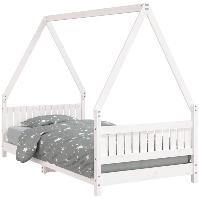 Cadre de lit pour enfants blanc 90x190 cm bois de pin massif - Vidaxl