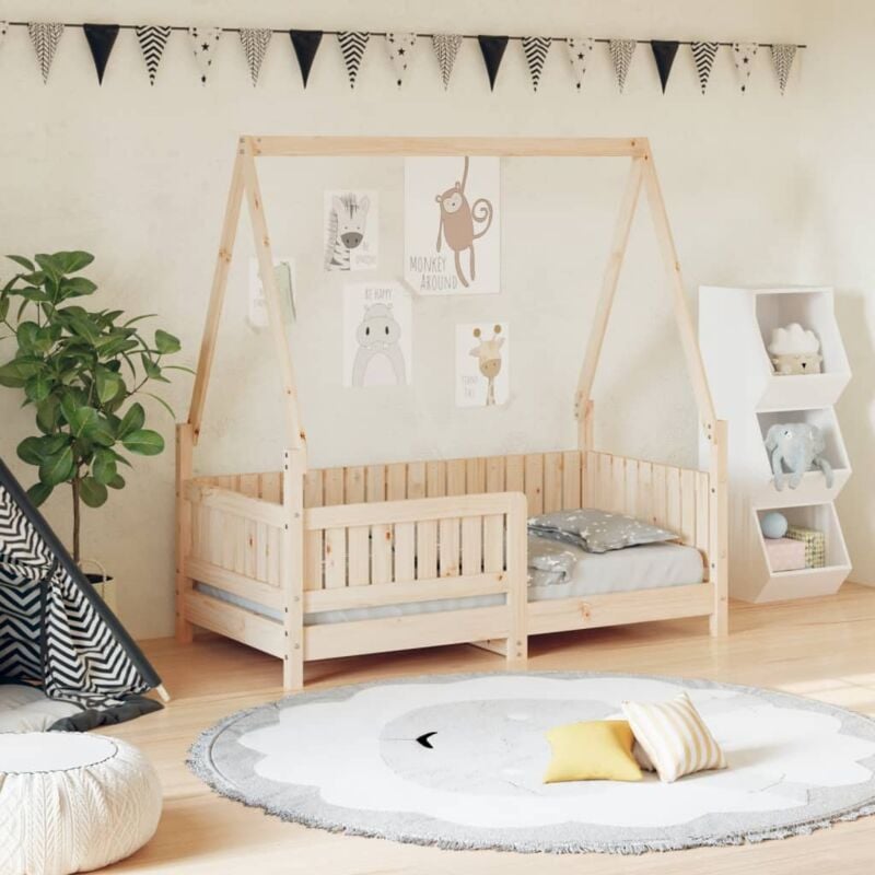 Cadre de lit pour enfant 70x140 cm bois de pin massif Vidaxl