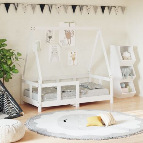 Cadre de lit pour enfant-Structure de lit blanc 70x140 cm bois de pin massif