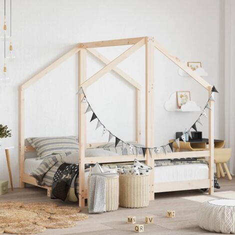 Cadre de lit pour enfant-Structure de lit d'enfant 2x(70x140) cm bois de pin massif 522782