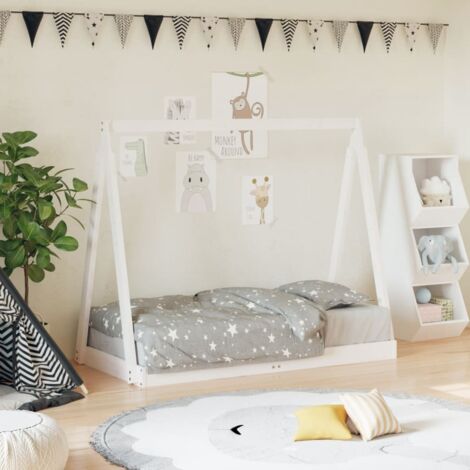 Cadre de lit pour enfant-Structure de lit d'enfant blanc 70x140 cm bois de pin massif 258869