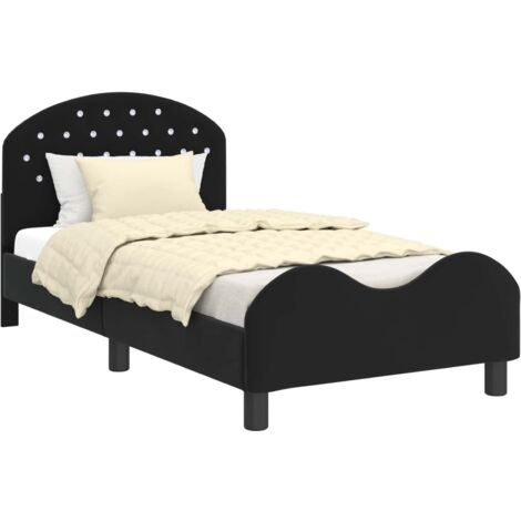 Cadre de lit pour enfants avec tête de lit Noir 80 x 160 cm vidaXL