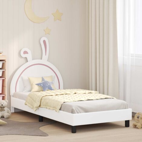Cadre de lit pour enfants avec tête de lit-Structure de lit Blanc 90 x 200 cm PU