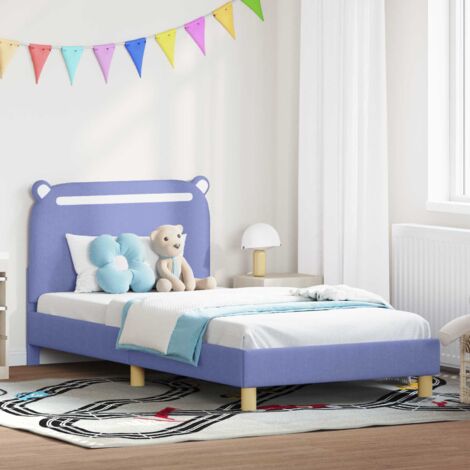 Cadre de lit pour enfants avec tête de lit-Structure de lit Bleu denim tissu 477273