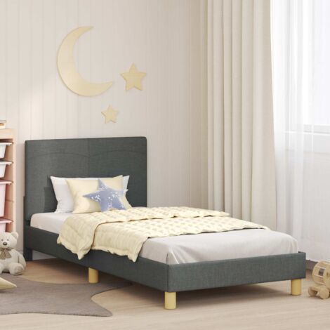 Cadre de lit pour enfants avec tête de lit-Structure de lit Gris foncé tissu 259082