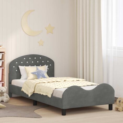 Cadre de lit pour enfants avec tête de lit-Structure de lit Gris foncé Velours 584342