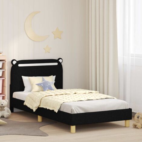 Cadre de lit pour enfants avec tête de lit-Structure de lit Noir 90 x 190 cm 824460