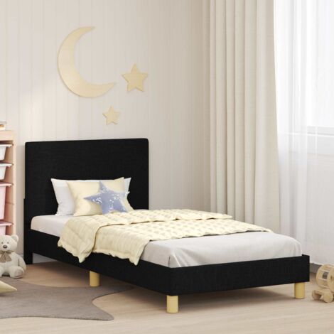 Cadre de lit pour enfants avec tête de lit-Structure de lit Noir 90 x 200 cm 704247