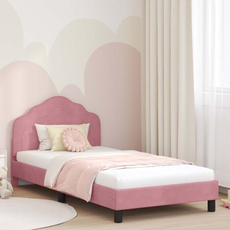 Cadre de lit pour enfants avec tête de lit-Structure de lit Rose 90 x 190 cm 753633