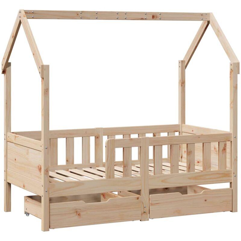 Cadre de lit enfant avec tiroirs sans matelas 70x140 cm bois Vidaxl