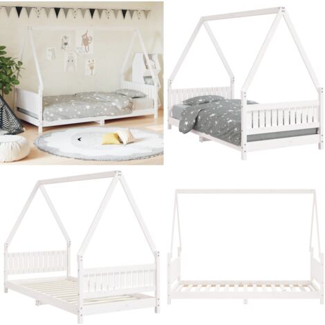 Cadre de lit pour enfants blanc 90x190 cm bois de pin massif - Lit Bébé - Lit Enfant - Bois De Pin - Design Maison - Cadre De Lit - Home & Living
