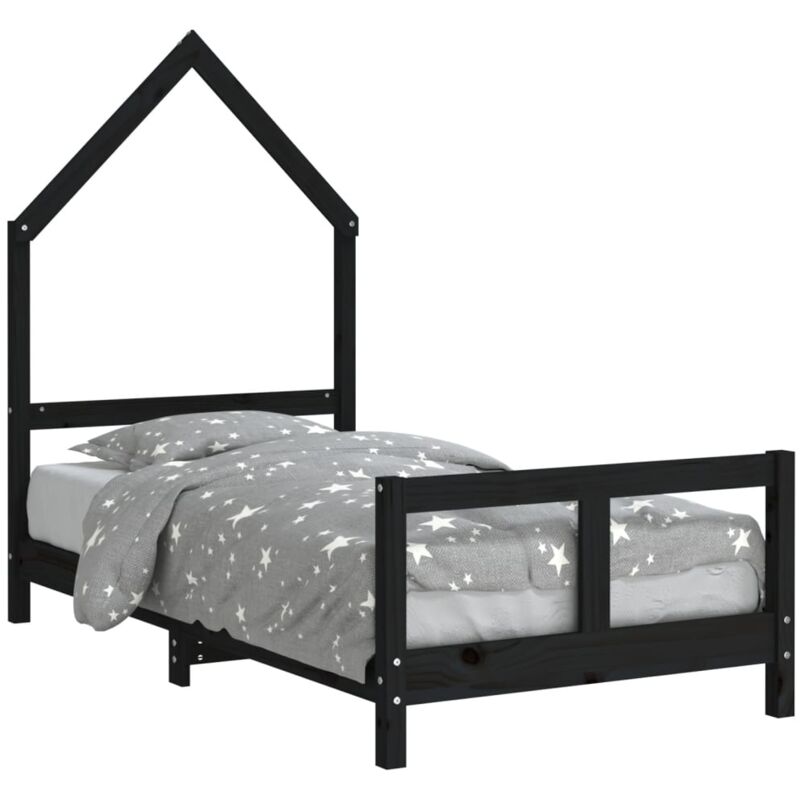 Vidaxl - Cadre de lit pour enfant noir 80x160 cm bois de pin massif