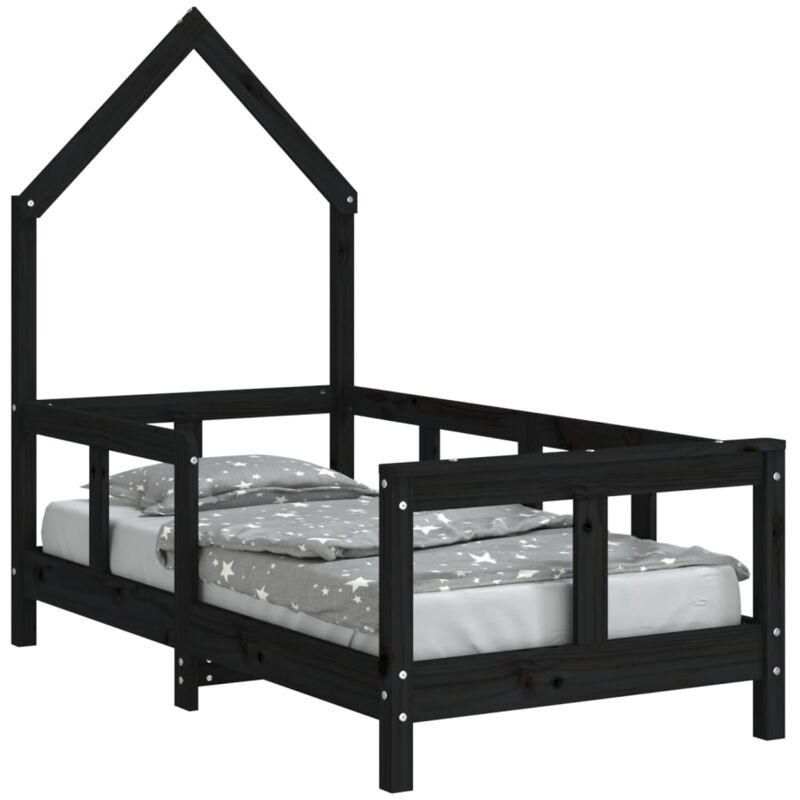 Vidaxl - Cadre de lit pour enfant noir 70x140 cm bois de pin massif