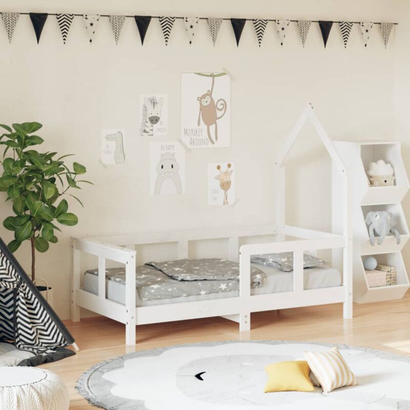 Cadre de lit pour enfant blanc 70x140 cm bois de pin massif Vidaxl