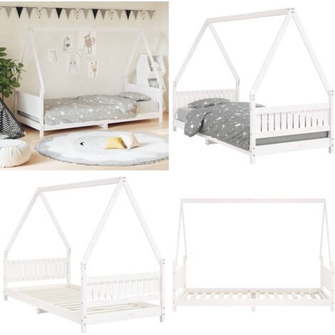 Cadre de lit pour enfants blanc 90x200 cm bois de pin massif - Lit Bébé - Lit Enfant - Cadre De Lit - Bois De Pin - Design Maison - Home & Living