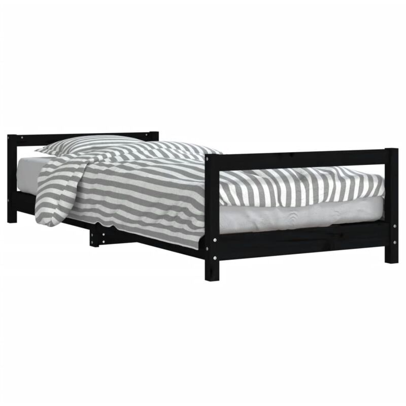 Cadre de lit pour enfants noir 90x190 cm bois de pin massif - Vidaxl