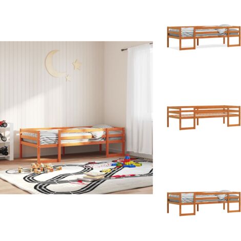 Cadre de lit pour enfants sans matelas cire marron 90x190 cm - Lit Enfant - Cadre De Lit - Lit Bébé - Mobilier Enfant - Chambre D'enfant