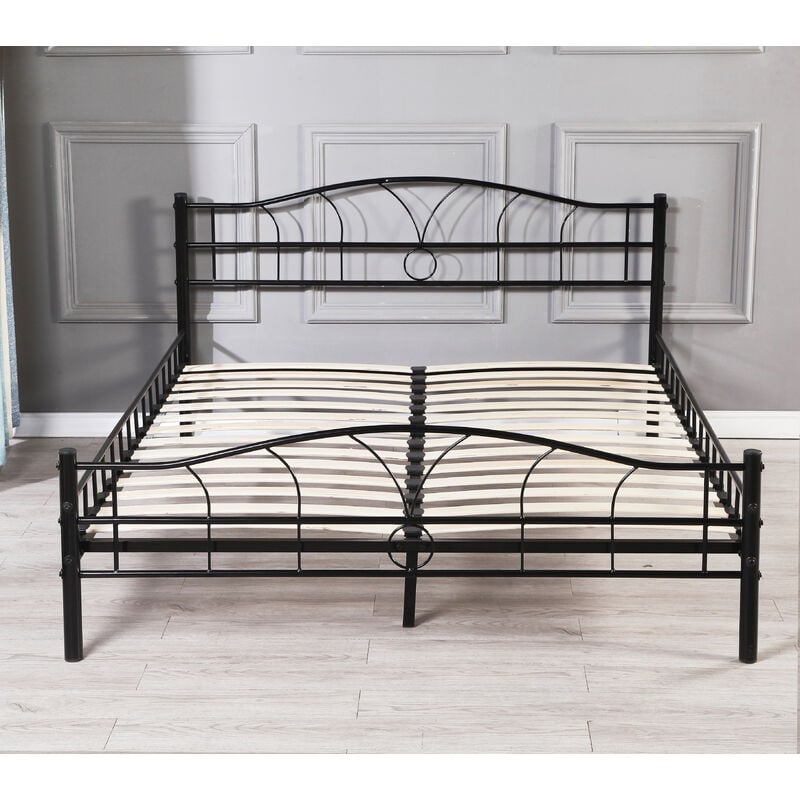 Nuits D'or - Cadre de Lit pour Matelas 90x190 cm en Metal Moderne + Solide Sommier en Metal - Adulte ou Enfant couleur Noir - mike epaisseur du Metal
