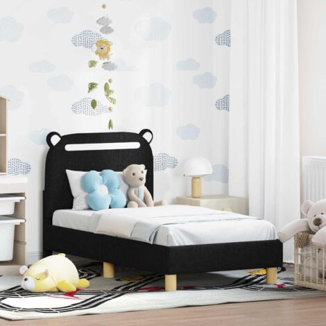 Cadre de lit pour tout-petit avec tête de lit-Structure de lit Noir 70 x 140 cm 492571