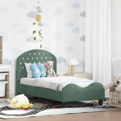 Cadre de lit pour tout-petit avec tête de lit Vert Mer Velours vidaXL