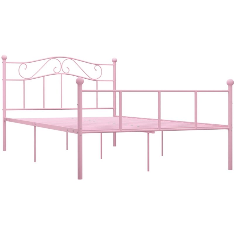 Cadre de Lit Métal Rose 140 x 200 cm