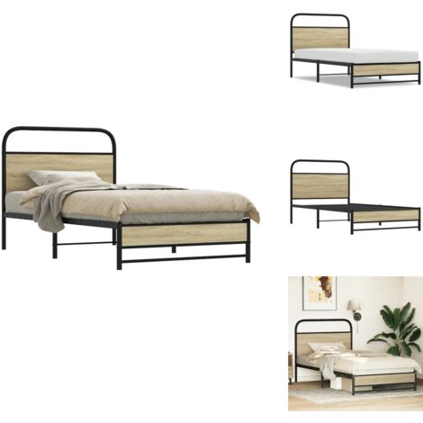 Cadre de lit sans matelas 100x190 cm chêne sonoma - Cadre De Lit - Cadres De Lit - Meuble De Chambre À Coucher - Lit