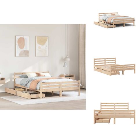Cadre de lit sans matelas 135x190 cm bois de pin massif - Cadre De Lit - Cadres De Lit - Sommier - Meuble De Chambre À Coucher