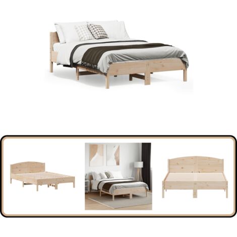 Cadre de lit sans matelas 135x190 cm bois de pin massif - Cadre De Lit - Lit Double - Bois Massif - Lit En Bois - Chambre À Coucher