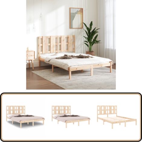 Cadre de lit sans matelas 135x190 cm bois massif - Cadre De Lit - Lit Double - Bois Massif - Lit Design - Literie
