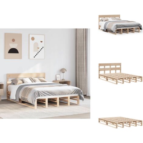 Cadre de lit sans matelas 140x190 cm bois de pin massif - Cadre De Lit - Cadres De Lit - Lit - Lit Double