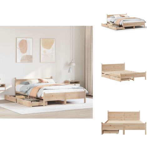Cadre de lit sans matelas 140x190 cm bois de pin massif - Cadre De Lit - Cadres De Lits - Meuble De Chambre À Coucher - Lit