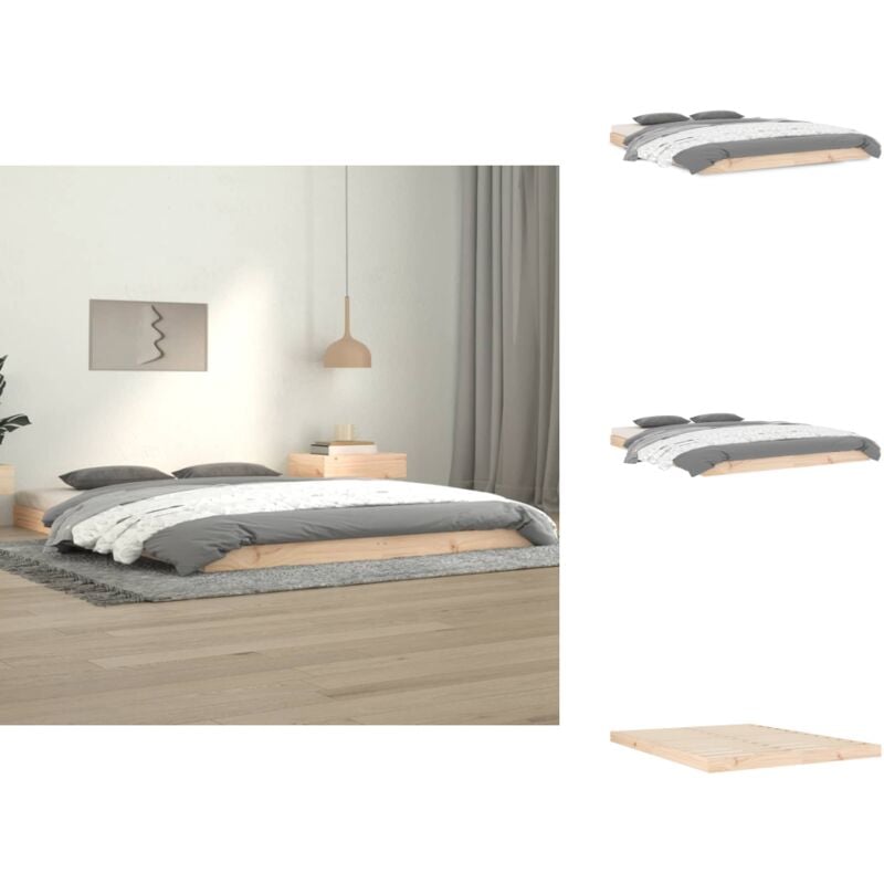 Cadre de lit sans matelas 140x190 cm bois de pin massif - Cadre De Lit - Lit Double - Bois De Pin - Meuble De Chambre - Literie