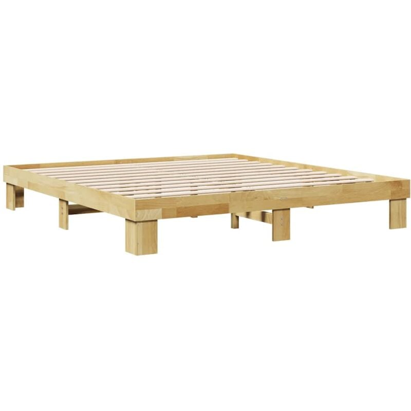 Cadre de lit sans matelas 200 x 200 cm en bois massif de chêne Vidaxl