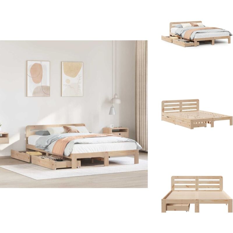 Cadre de lit sans matelas 160x200 cm bois massif de pin - Cadre De Lit - Cadres De Lits - Meuble De Chambre à Coucher - Lit